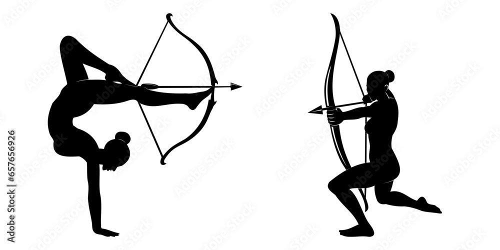 silhouette of a archer - obrazy, fototapety, plakaty 