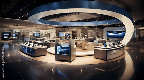 High-end electronics store with interactive product showcases © Matthias