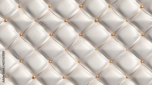 White Leather with Golden Wire and Diamonds Seamless Pattern Bumped Background