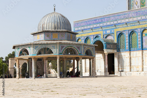 Dome of the Chain, or Qubbat al Silsilah. Prayer area for women in Aqsa Mosque. Ancient arabic architecture in the old city of Jerusalem photo