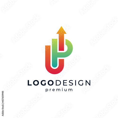 Free Download colorful letter U and letter P with arrow for business and finance logo design - GFXLoad