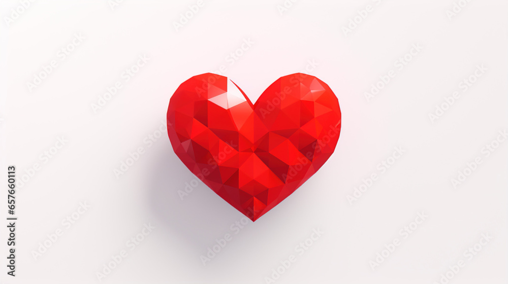Fototapeta premium Valentines Day, red heart on white background