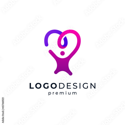 purple people and love for social, charity and orphanage logo design