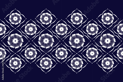 Ikat floral paisley embroidery on pattern traditional.Aztec style abstract vector illustration.design for texture,fabric,clothing,wrapping,decoration.