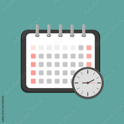 calendar and clock vector icon. schedule appoinment concept