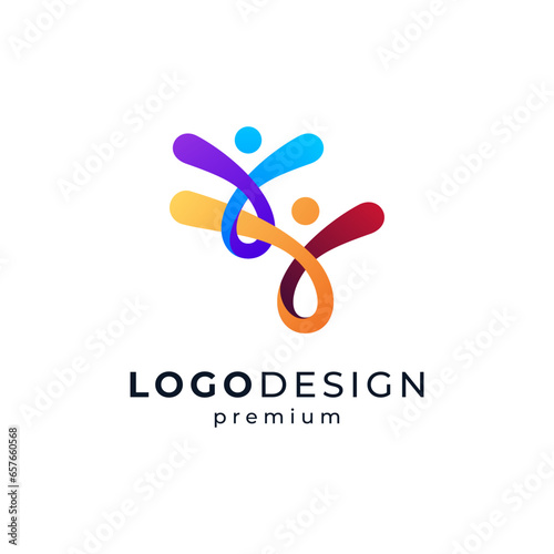 colorful people for social, charity, childcare or education logo design