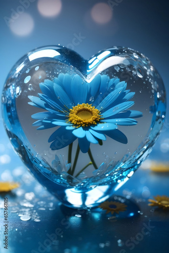 Love, Beautiful Heart Shape Glass Art, Beauty: A reflection of nature's exquisite design, Ai Generated Image photo