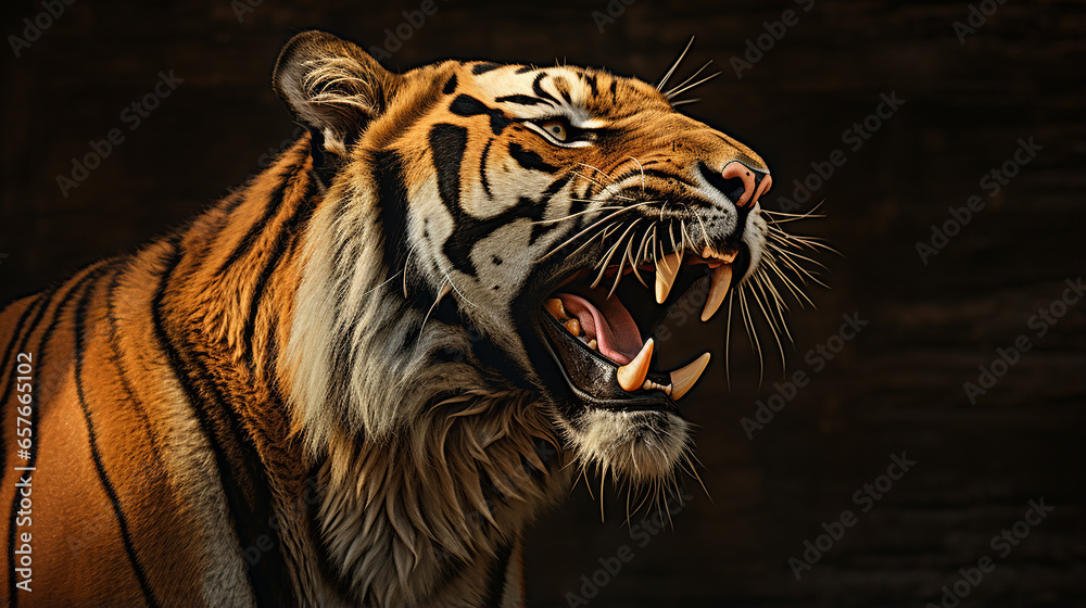 Obraz premium tigre de perfil com espaço para texto