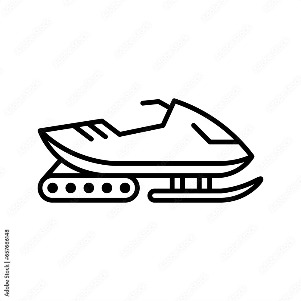 Snowmobile vector outline icon. vector illustration on white background