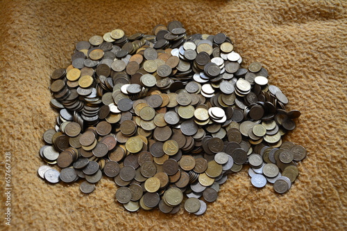 A stack of Polish coins