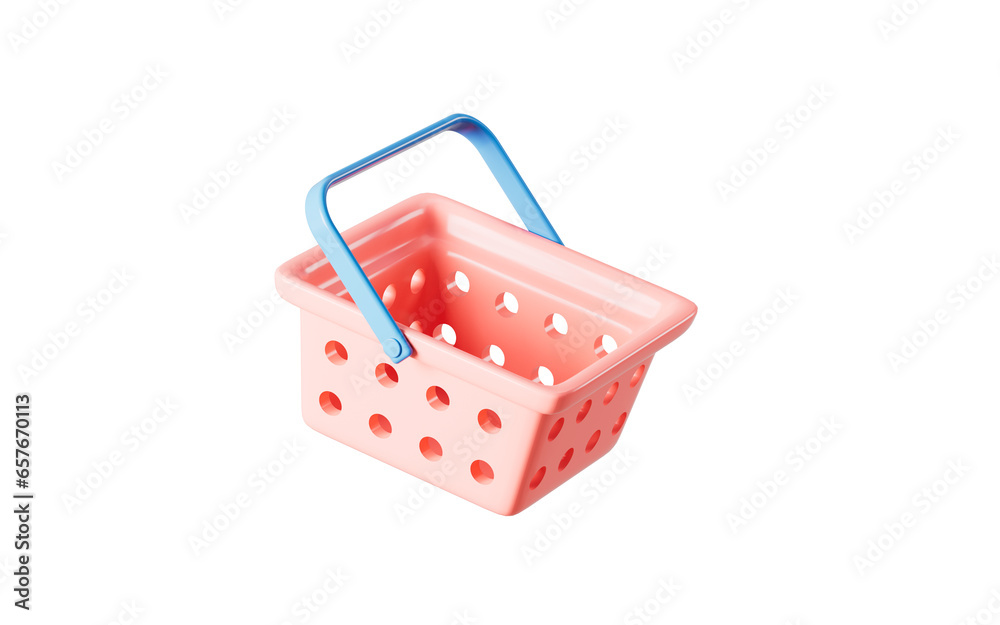 Fototapeta premium Empty shopping basket in the white background, 3d rendering.