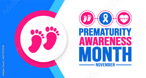 November is Prematurity Awareness Month background template. Holiday concept. background, banner, placard, card, and poster design template with text inscription and standard color. vector.