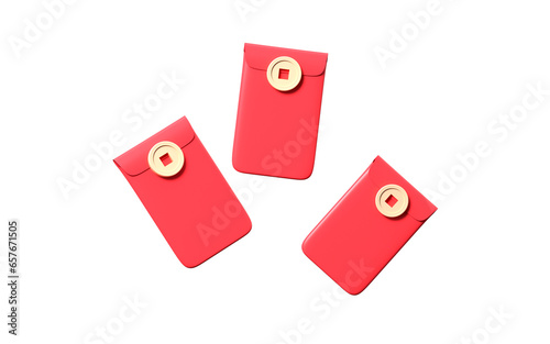Free Download Red envelopes and coins in the white background, Spring Festival theme scene, 3d rendering. - GFXLoad