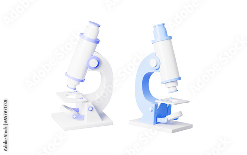 Microscope model in the white background, 3d rendering.