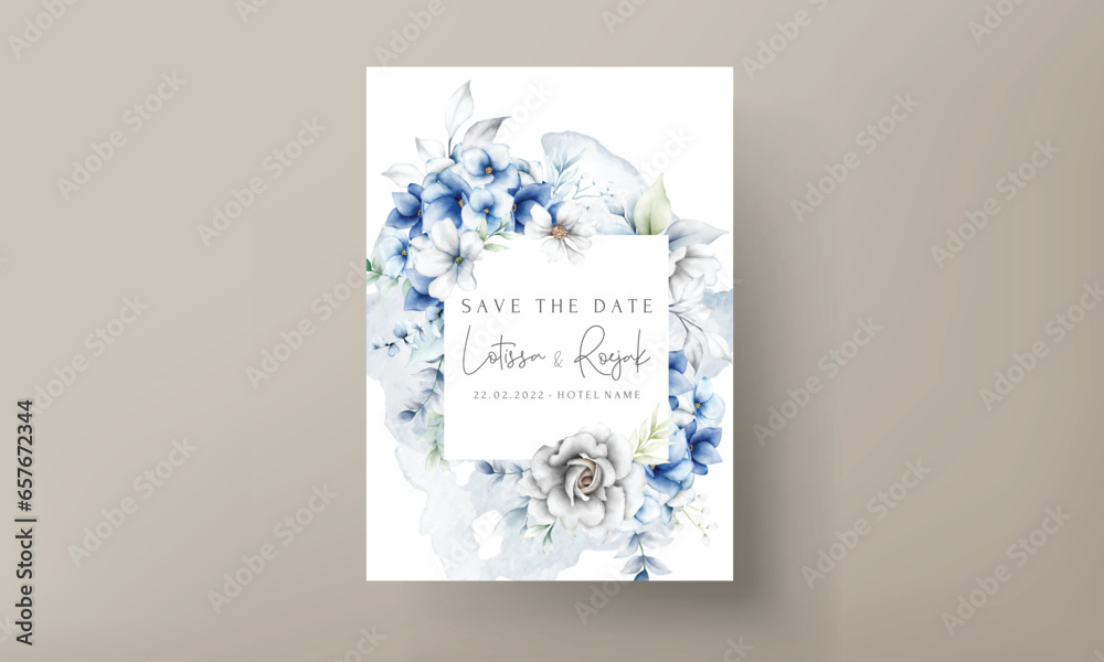 elegant wedding invitation card with beautiful floral wreath