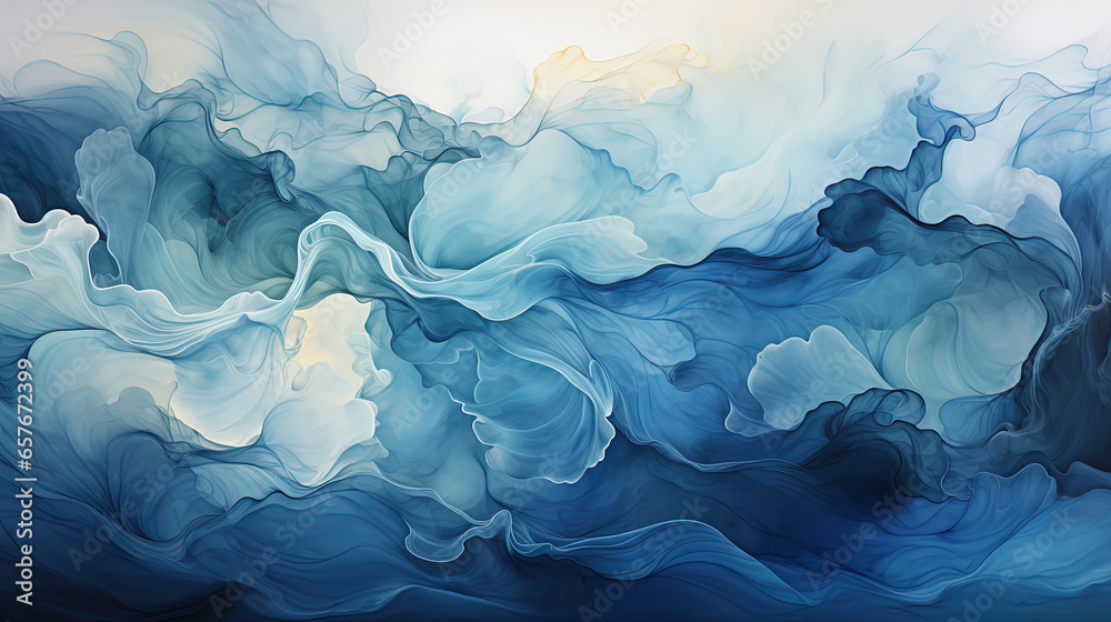 Blue and White Wavy Texture Abstract Art Background