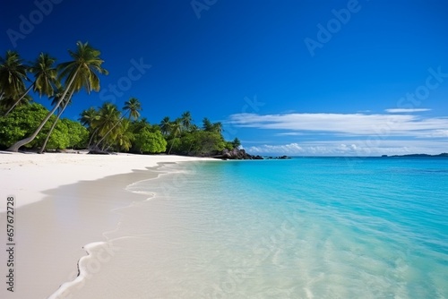Stunning beach and ocean on a tropical island. Generative AI