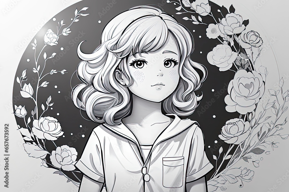 Fototapeta premium coloring book girl