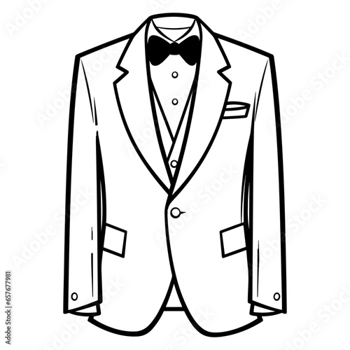 Men's notch lapel Blazer Jacket suit flat sketch fashion illustration technical drawing with front and back view. 