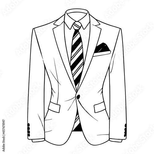 Men's notch lapel Blazer Jacket suit flat sketch fashion illustration technical drawing with front and back view.
 photo