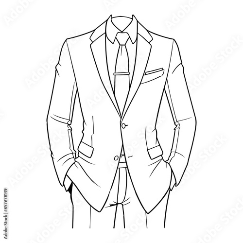 Men's notch lapel Blazer Jacket suit flat sketch fashion illustration technical drawing with front and back view.
 photo