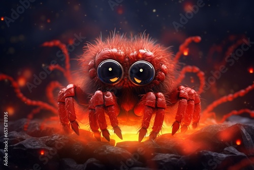 A sweet tarantula with a glowing heart, representing love and happiness. Valentine's Day theme. Generative AI