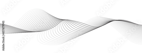 Technology abstract wavy curve lines on transparent background.