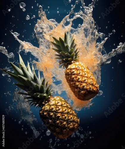 Pineapples fall into the water