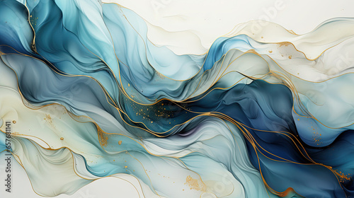 Blue and White Silky Soft Fabric Texture Abstract Wavy Art Background