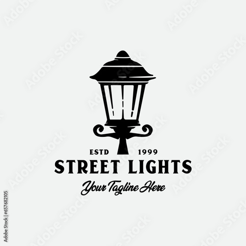 classic street light lantern lamp logo design