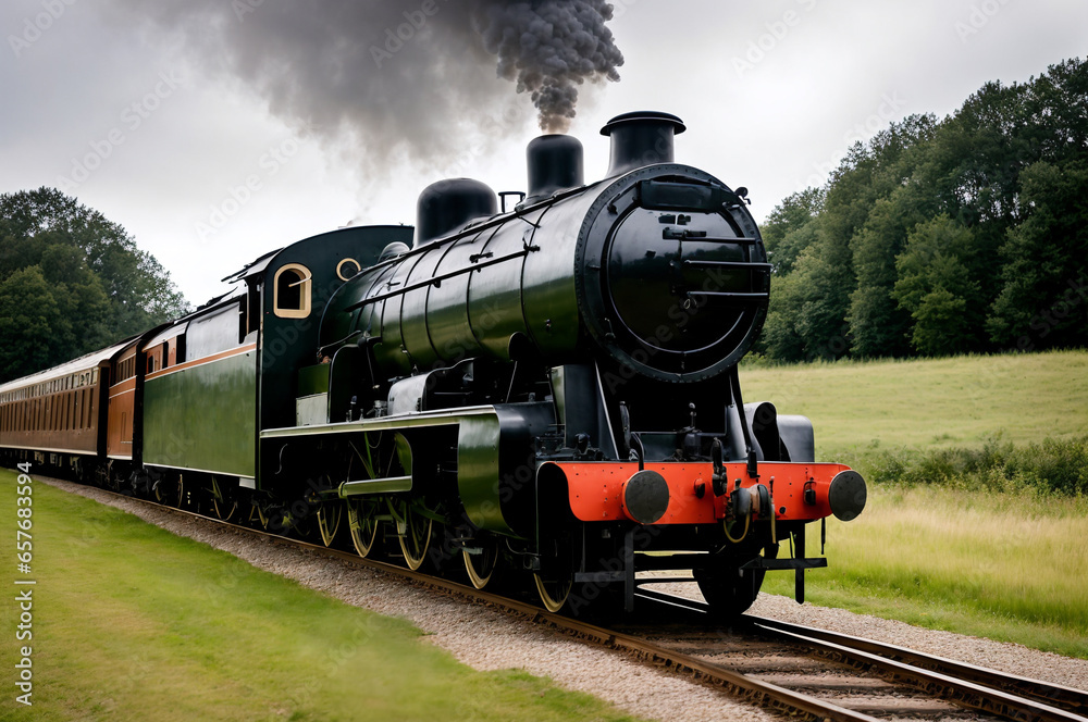 Fototapeta premium steam train in the countryside