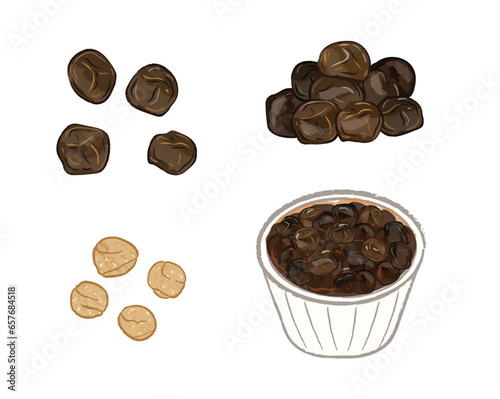 Raw and cooked brown sugar bubbles