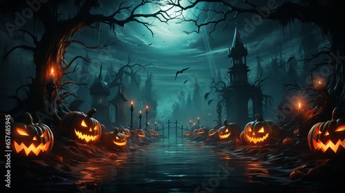 halloween pumpkins spooky halloween theme banner background