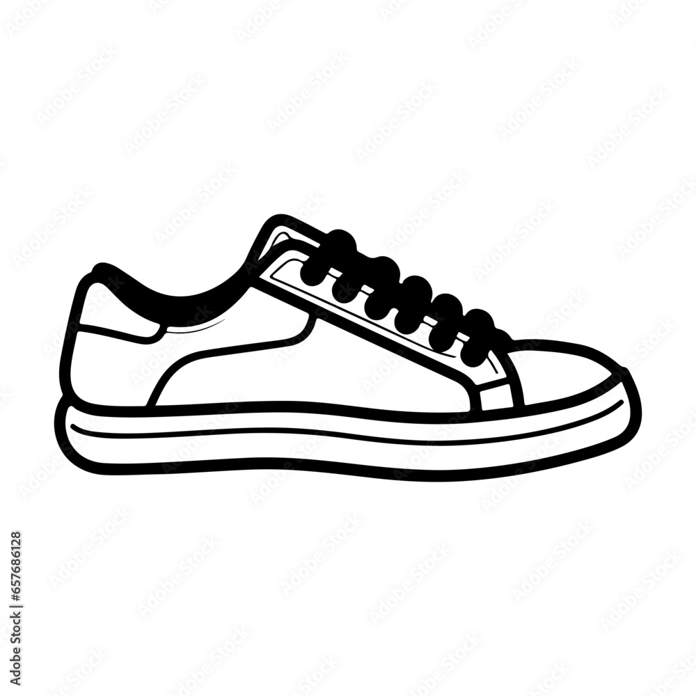 Sports shoes, sneakers black icon, flat design on white background. Vector illustration Sports shoes, sneakers black icon, flat design on white background. Vector illustration