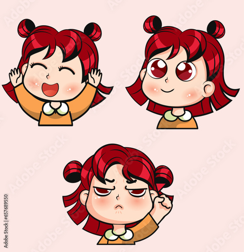 Set of Cute Anime Girls Babies photo