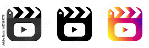 Watch icon set video player cinema social media video concept vector on isolated white background eps10