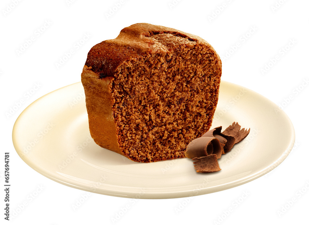 prato com fatia de bolo de chocolate acompanhado de raspas de chocolate isolado em fundo transparente prato com fatia de bolo de chocolate acompanhado de raspas de chocolate isolado em fundo transparente
