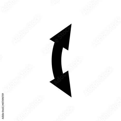 Dual semi circle arrow. Vector illustration. Semicircular curved wide short double ended arrow. 