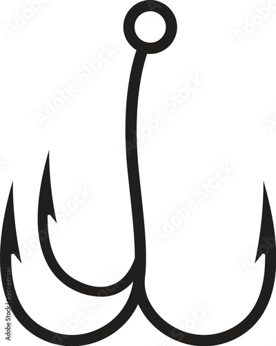 Cartoon Black and White Illustration Vector Of A 3 Pronged Fishing Hook