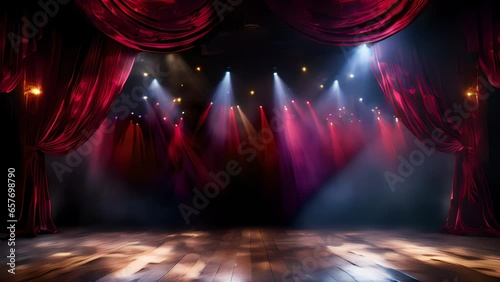 Making an entrance, on stage with curtains and spotlights, Generative AI