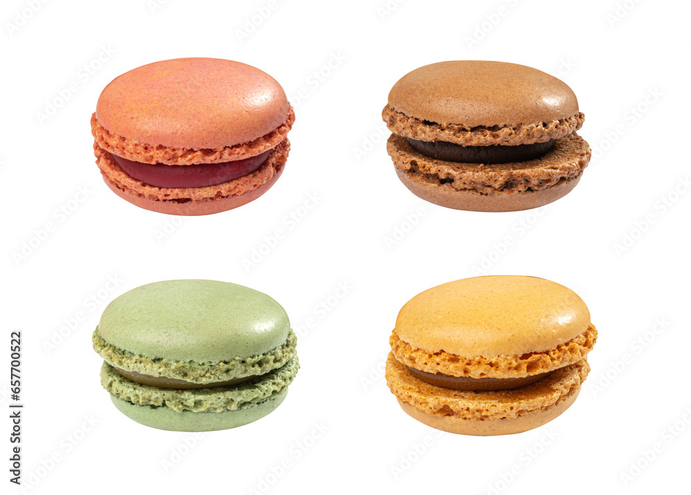 Macaron Cake Isolated, Macaroon Cookie, Almond Meringue, Sweet Macaroons, Colorful French Dessert