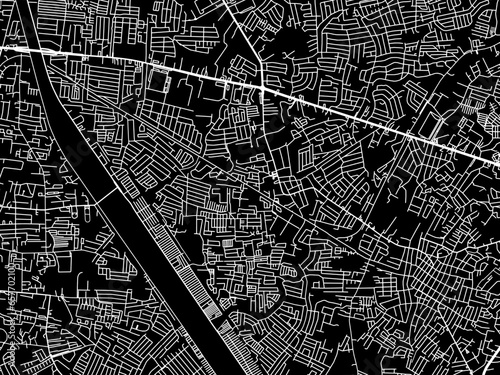 Vector road map of the city of  Cainta in the Philippines with white roads on a black background.