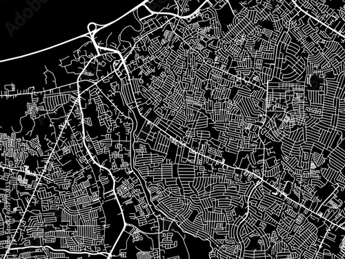 Vector road map of the city of  Las Pinas in the Philippines with white roads on a black background. photo