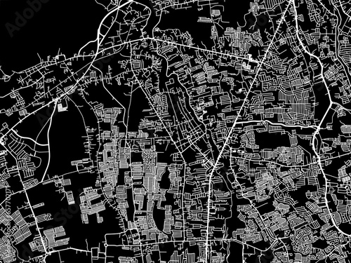 Vector road map of the city of  Imus in the Philippines with white roads on a black background. photo