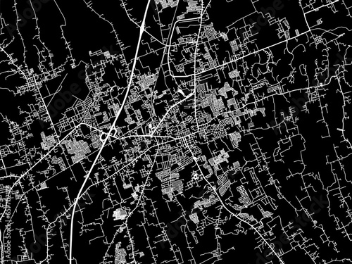 Vector road map of the city of  Lipa City in the Philippines with white roads on a black background.