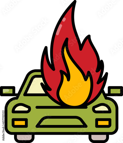 Car fire line icon