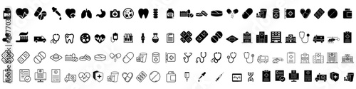 Medical icon vector set. Health illustration symbol collection. medicine sign. Pils logo.