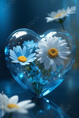 Love, Beautiful Heart Shape Glass Art, Expressing emotions through colors, shapes, and creativity, Ai Generated Image