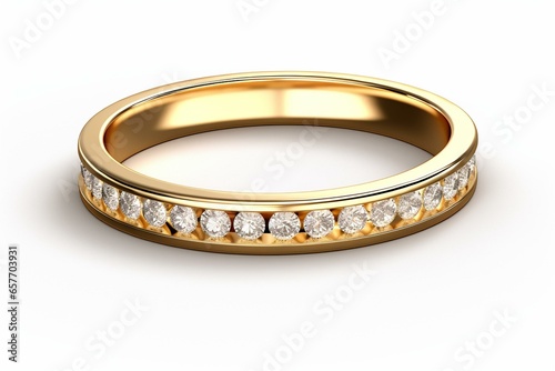Gold and diamond wedding band with transparent background. Generative AI