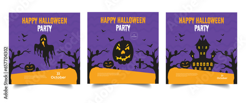 Halloween horror night dj party promotion social media Post Design photo